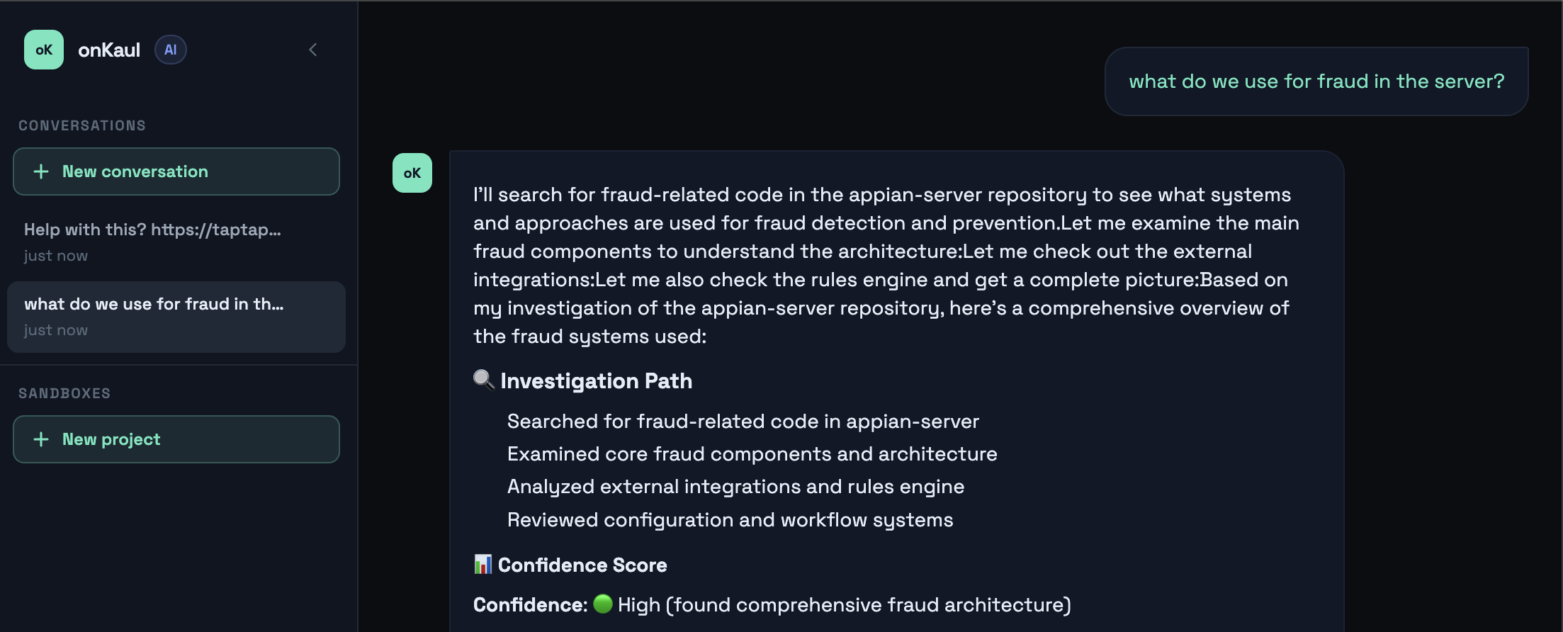 onKaul web chat interface